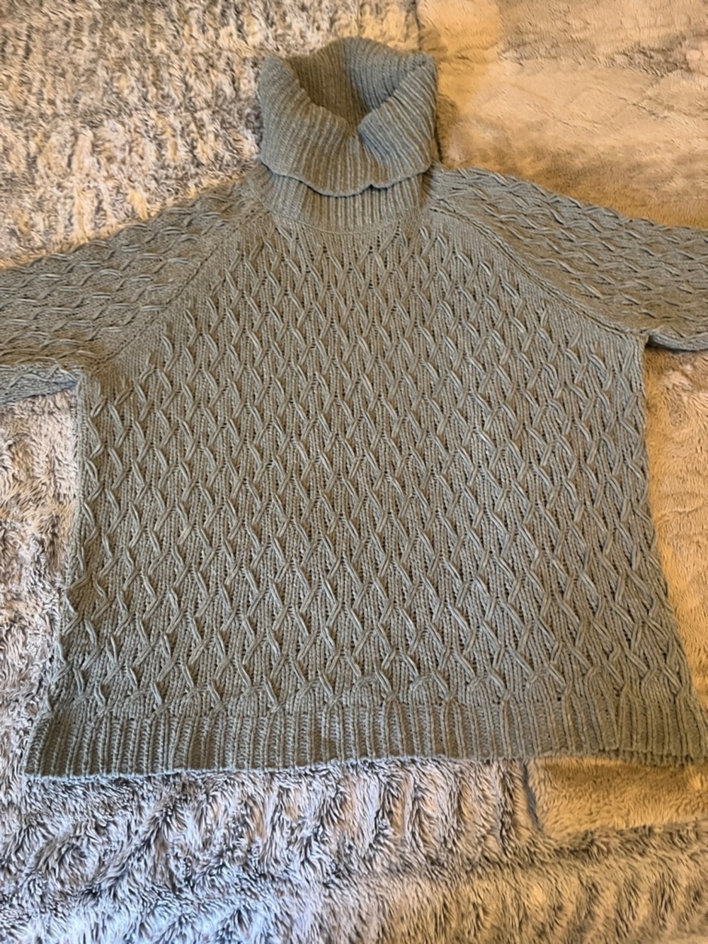 Alexis Sage Green Cable Turtleneck Sweater